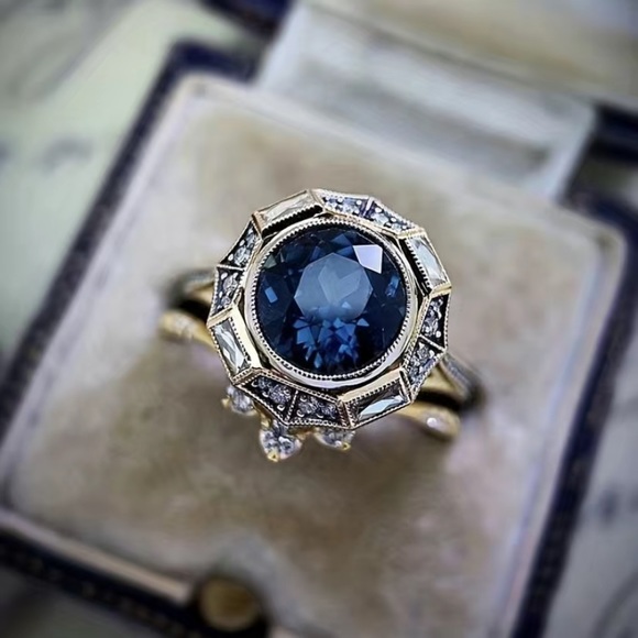 Anthropologie Jewelry - COPY - Art Deco-London Blue Topaz & 18k Gold Plated Ring Sizes 8 or 9